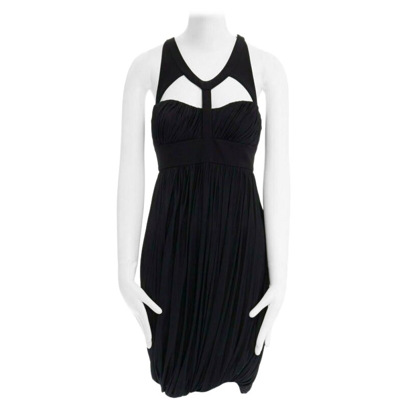 Robe de cocktail à encolure harnachée en viscose drapée noire Versace IT40 S