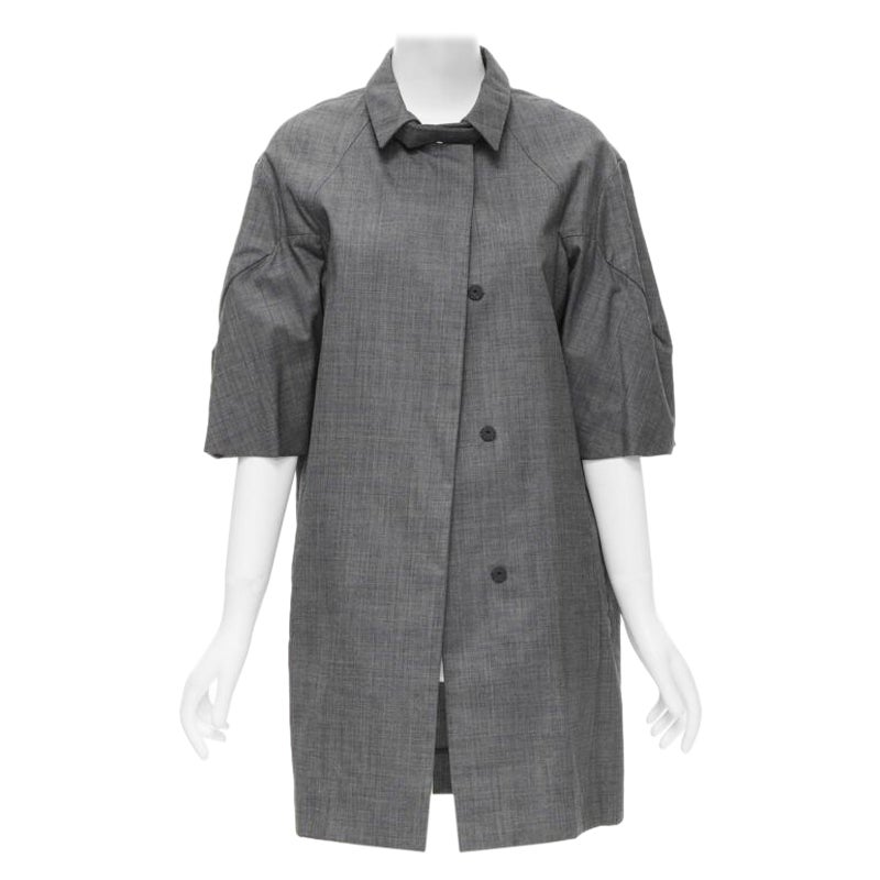 MARNI cappotto in lana vergine grigio con maniche corte arrotondate IT38 XS