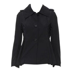 MARNI Schwarzer, geschichteter, kurzer Trenchcoat aus Polyester mit Schachbrettmuster IT38 XS