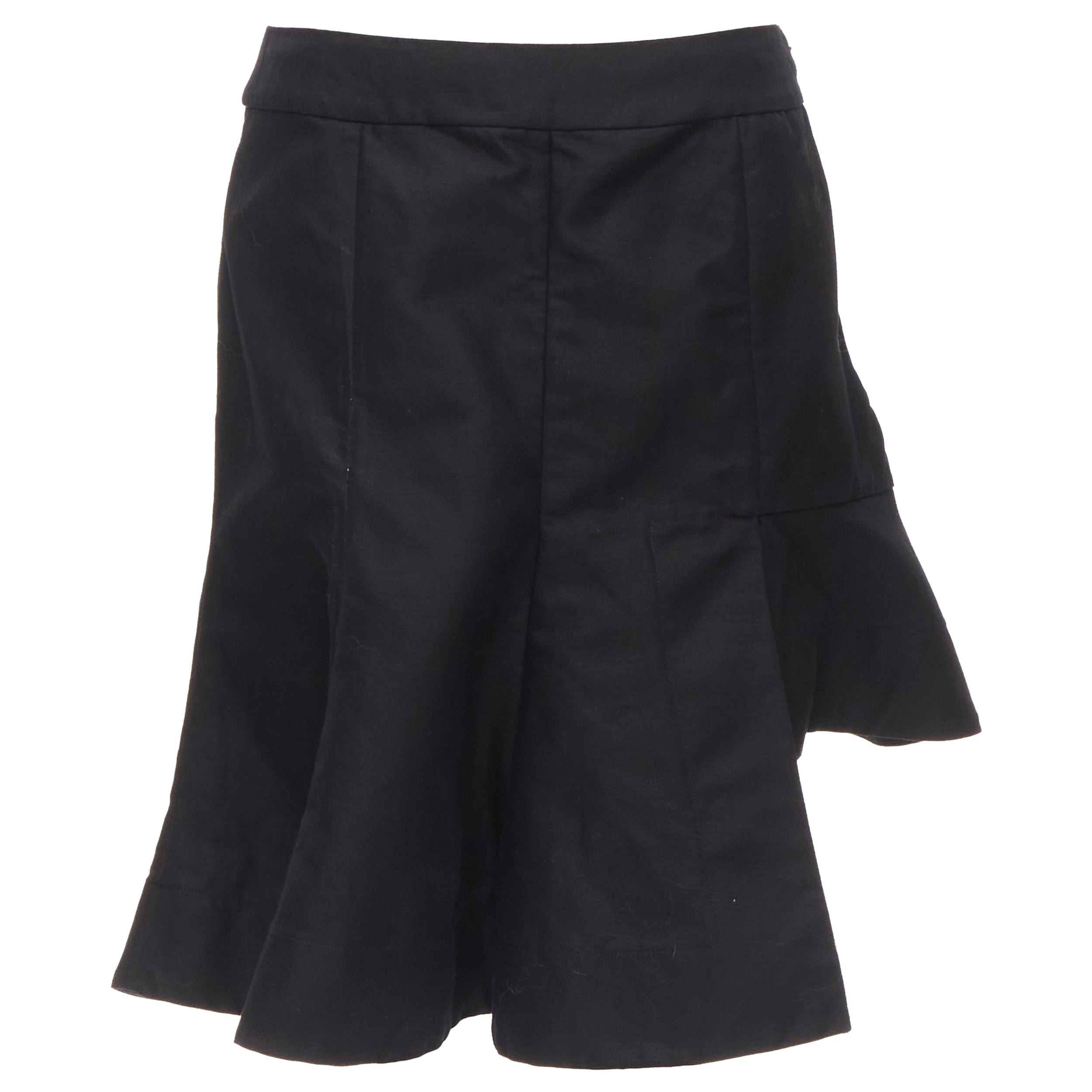 MARNI Jupe évasée asymétrique plissée à ourlet en lin de coton noir IT42 S