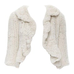 MATTHEW WILLIAMSON - Veste courte à manches 3/4 en fourrure de lapin beige UK8 XS
