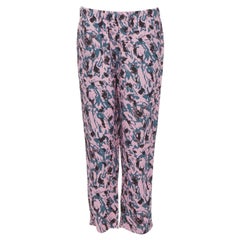 MARNI 100% viscose rose bleu imprimé abstrait pantalon droit IT42 S