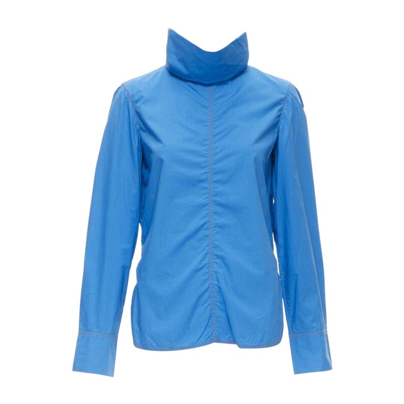 MARNI Blaues Baumwollhemd mit Nadelstreifen und geschwungenem Saum IT38 XS im Angebot