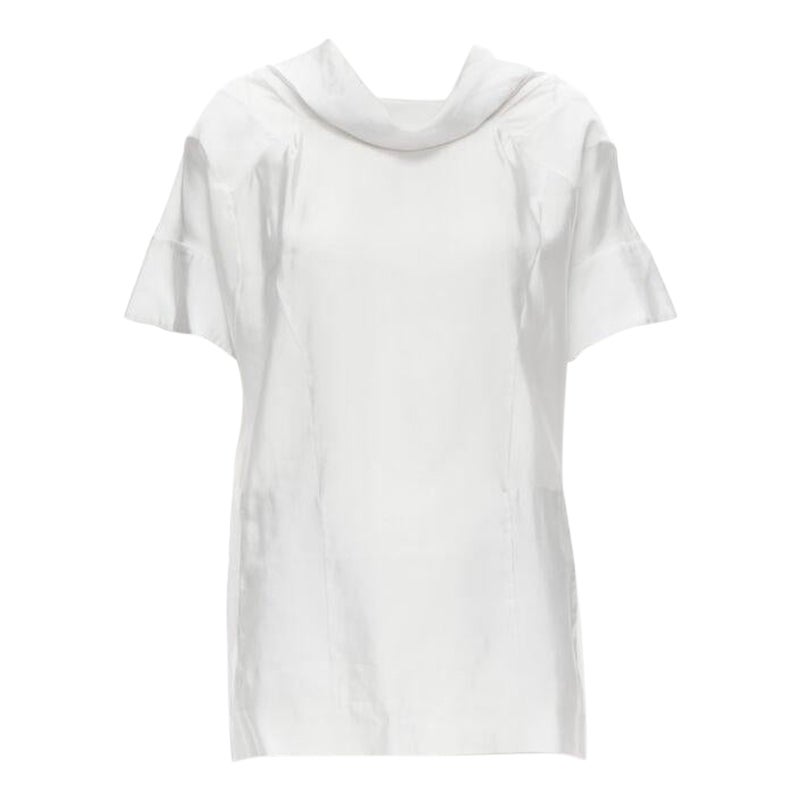 MARNI white viscose cowl neck curved seam slit pocket top IT38 XS For Sale