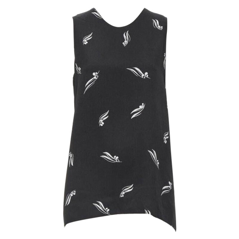 MARNI top senza maniche in crêpe stampato in bianco e nero aperto sul retro IT40 S