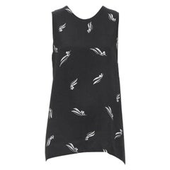 MARNI top senza maniche in crêpe stampato in bianco e nero aperto sul retro IT40 S