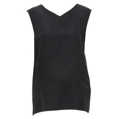 MARNI black V-neck heavy acetate panelled back hem sleeveless boxy top IT38 XS