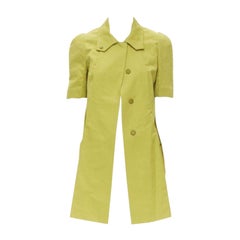 MARNI yellow silk lime yellow pleat seam short sleeve coat IT38 XS