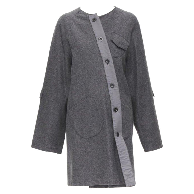 MIU MIU cappotto boxy asimmetrico con bottoni in misto lana e cashmere grigio IT38 XS