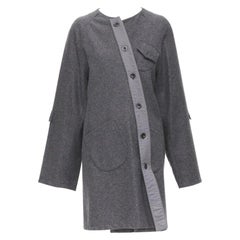 MIU MIU grey cashmere wool blend asymmetric button boxy coat IT38 XS