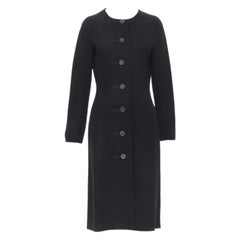 LANVIN Alber Elbaz 2004 black wool pinched darts button front fitted coat FR38 S