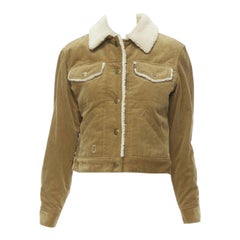 MARC JACOBS giacca trucker XS in velluto a coste marrone foderata in finto shearling