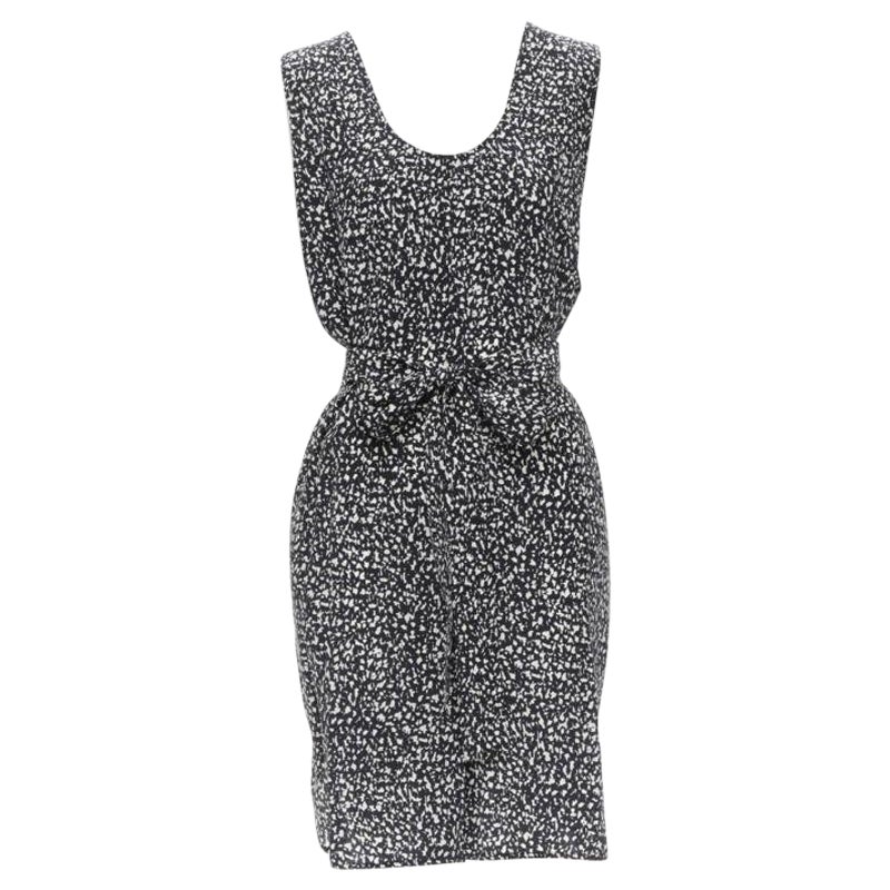 MARNI 100% Seide schwarz weiß abstrakt geknöpftes Etuikleid IT38 XS im Angebot