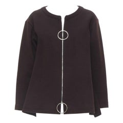 MARNI Dunkelviolette A-Linien- Kokonjacke aus Baumwolle und Wolle mit Silberring IT36 XS
