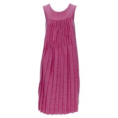 MARNI pink wool tweed gathered pleat contrast back sleeveless dress IT38 XS