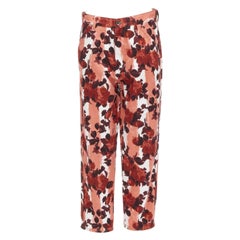 MARN rose rouge imprimé floral abstrait rayé 100% coton jeans jambe large IT38 XS