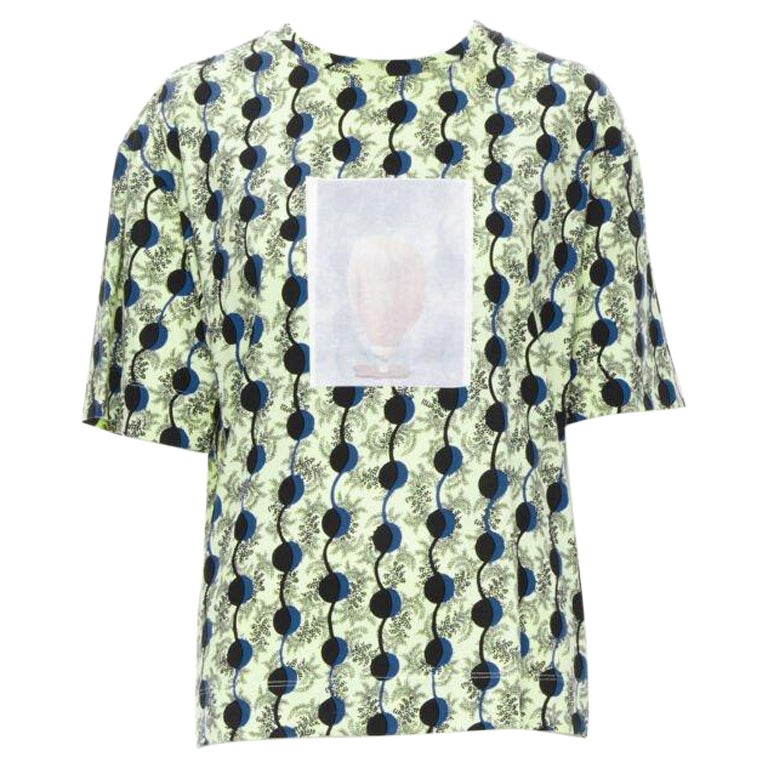 MARNI verde paisley blu stampa fotografica geometrica a maniche corte  tshirt boxy IT36 XS in vendita