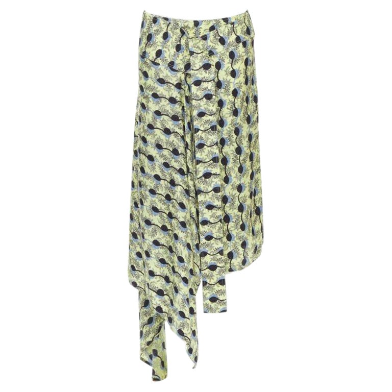 MARNI yellow paisley blue black geometric print belted wrap skirt IT40 S For Sale