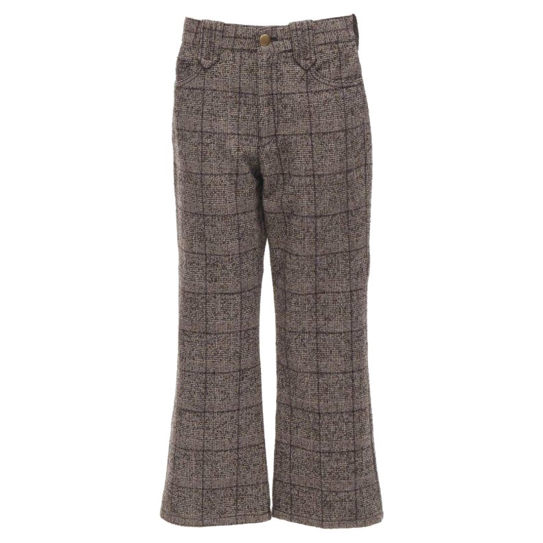 MARC JACOBS pantalon cropped à jambes larges en tweed bouclé à carreaux marron US2 XS