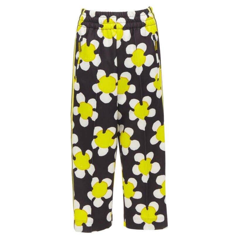 MARC JACOBS Daisy black white yellow side trim wide leg track pants US0 XS For Sale