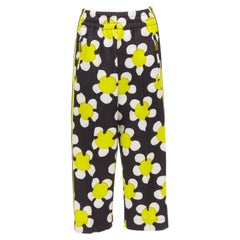 MARC JACOBS Daisy black white yellow side trim wide leg track pants US0 XS