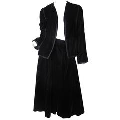 Oscar de la Renta Black Velvet Jacket and Skirt 10