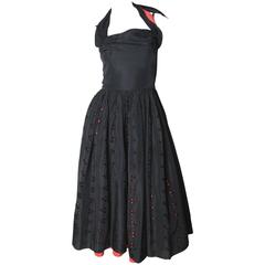 1950s Two Tone Eyelet Halter Dress 12