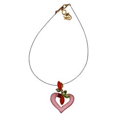 CHRISTIAN LACROIX Vintage Jewelled Heart Pendant Necklace