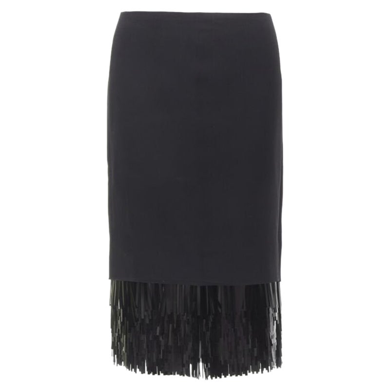 JASON WU black fringe sequins hem cocktail skirt US0 XS For Sale