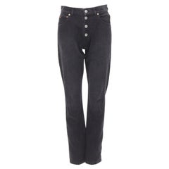 BALENCIAGA denim noir délavé boutons apparents jean taille haute 5 poches 28"