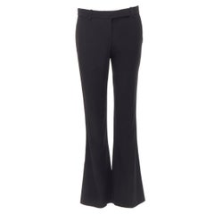 ALEXANDER MCQUEEN black acetate rayon bell flared crop trousers IT40 S