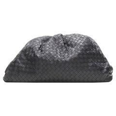 BOTTEGA VENETA The Intrecciato Pouch black signature woven leather clutch bag
