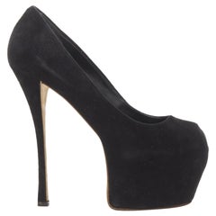 GIUSEPPE ZANOTTI Liza black suede platform high platform peep toe heel EU38