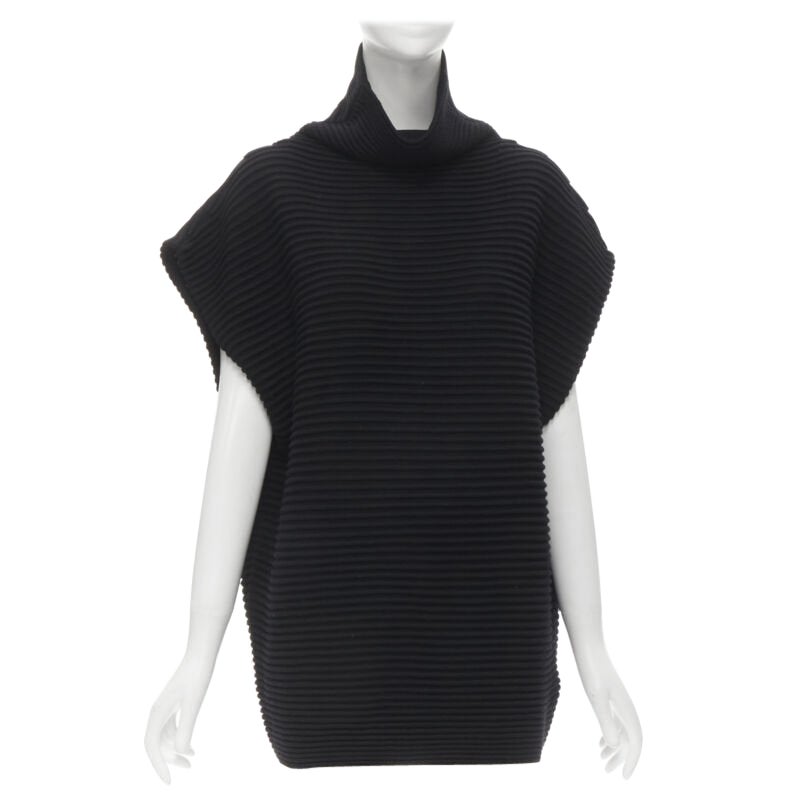 VVB Victoria Beckham, maglione a manica larga a coste nero US2 S, 100% lana.