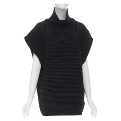 VVB VICTORIA BECKHAM 100% wool black ribbed cap sleeve popover sweater US2 S