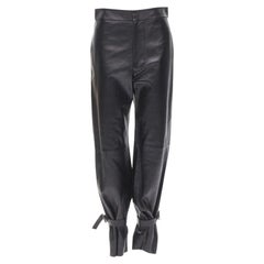BOTTEGA VENETA 2020 Signature Triangle buckle tied cuff leather pants FR36 S