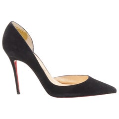 CHRISTIAN LOUBOUTIN Iriza 100 black suede dorsay stiletto pump EU38