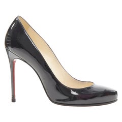 CHRISTIAN LOUBOUTIN black patent rounded point classic stiletto pump EU38.5