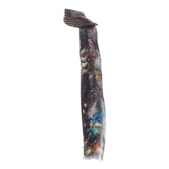 CHRISTIAN LACROIX 100% silk black futuristic galactic jewel space print scarf