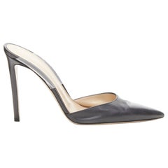 GIANVITO ROSSI Plexi black leather toe clear PVC mule heel EU39 US9
