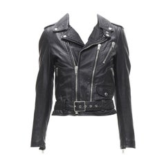 SAINT LAURENT 2016 Hedi Slimane Blood Luster bordado labio piel biker FR38 S