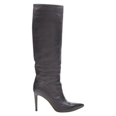 SERGIO ROSSI - Bottes à talons hauts en cuir noir avec poignée pointue EU38