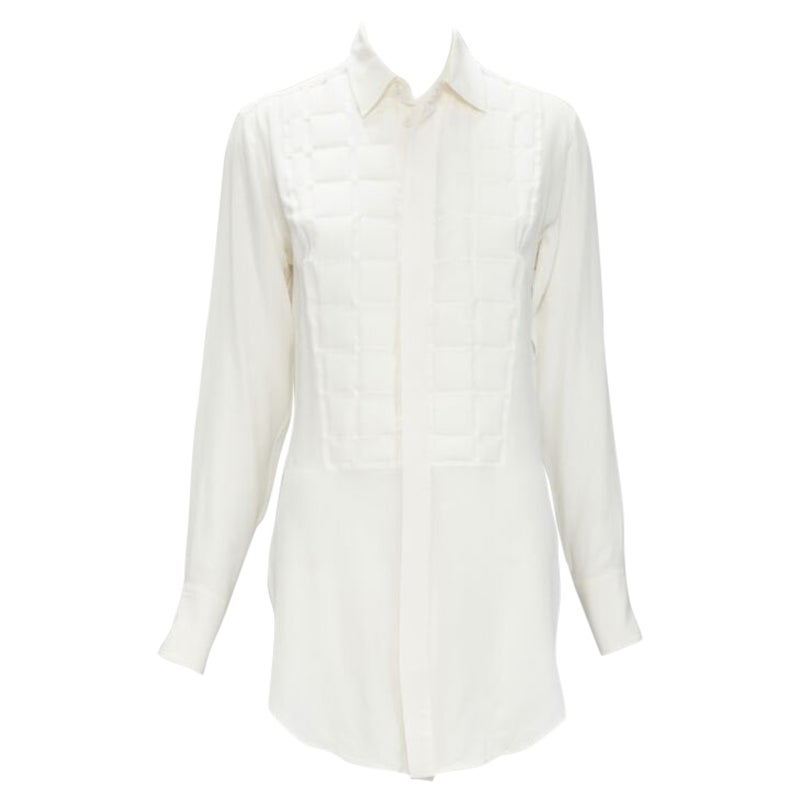 Bottega Veneta 2020 camicia 100% seta con collo a pettorina imbottito linea lunga IT38 XS