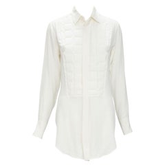 Bottega Veneta 2020 camicia 100% seta con collo a pettorina imbottito linea lunga IT38 XS