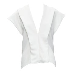 MATICEVSKI 2020 Lastingly Blouse crêpe blanc origami plissé zip dos gilet AUS8 M