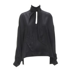 BALENCIAGA DEMNA 2020 black acetate crepe tie neck oversized blouse FR36 S