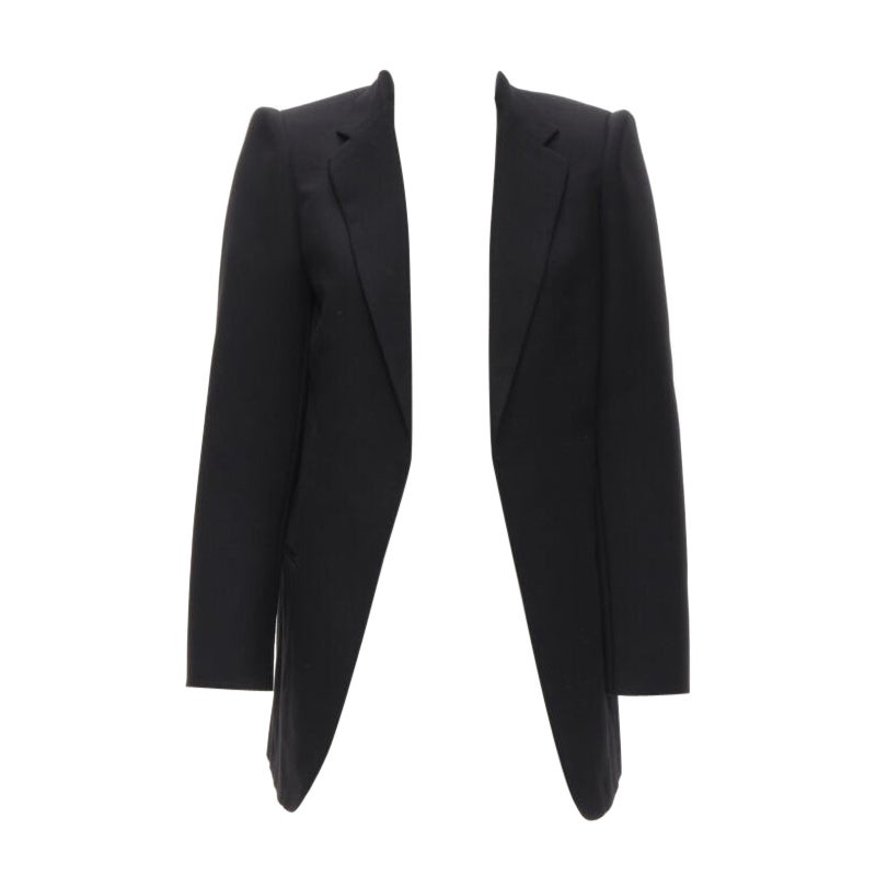 BALENCIAGA DEMNA 2019 blazer oversize de lana negra con hombros acolchados FR34 XS en venta
