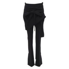 MATICEVSKI 2017 Recovery black draped front bow tie flared pants AUS8 S