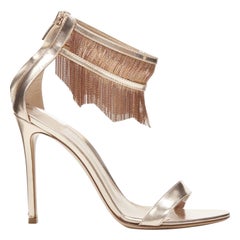 GIANVITO ROSSI Josephine copper metal fringe ankle strap high heel sandal EU38