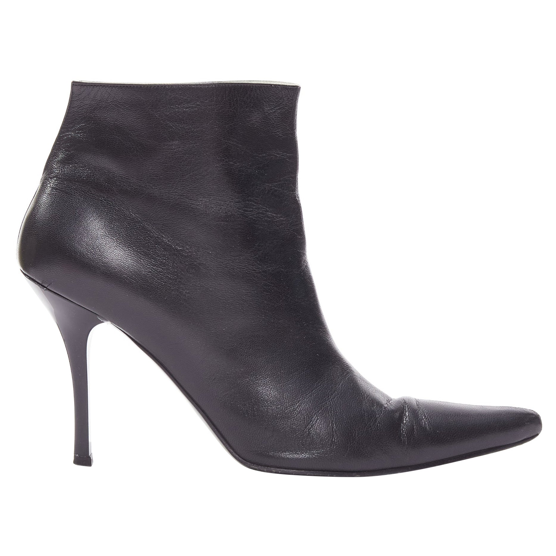 OLD CELINE Phoebe Philo black leather ankle bootie heels EU38.5 For Sale